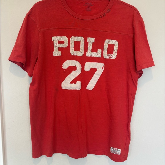 Polo by Ralph Lauren Red Tee with Polo 27 Design - Picture 1 of 8
